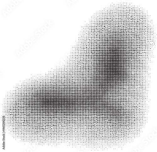 A dark textured shape emerges from a white background creating an abstract form.