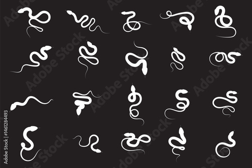Snake silhouette set in black and white