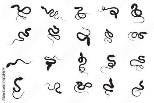 Snake silhouette set in black and white