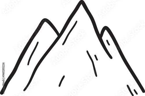 A simple black drawing depicts a triangular mountain.