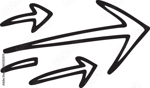 Three arrows point forward in a linear progression.