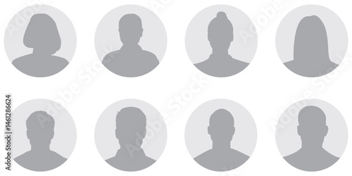 Male and female face silhouette or icon. Man and woman avatar profile. Unknown or anonymous person
