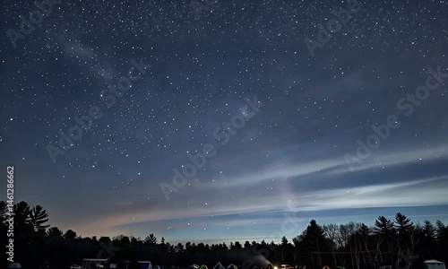 Starry night camping scene