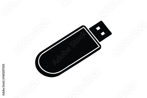 USB flash drive icon silhouette on white background