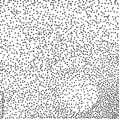 A dense scattering of small dark dots creates a textured background.