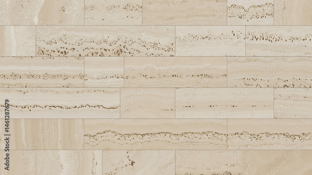 Fototapeta premium Beige Travertine Tile Seamless Texture Background