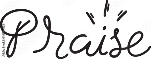 Elegant cursive word 'Praise' surrounded by radiating light rays.