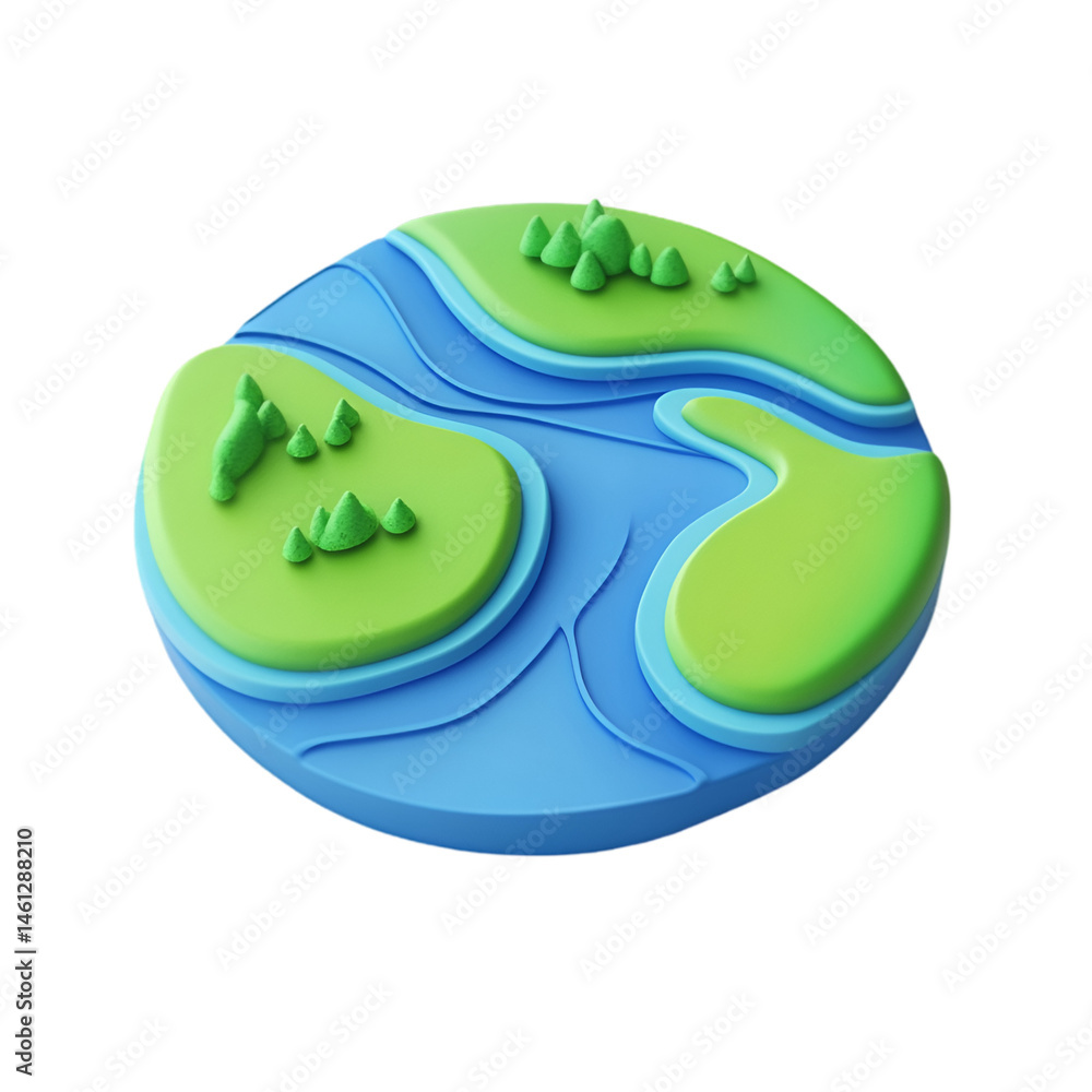 Obraz premium Stylized Earth 3D model Green land Blue water