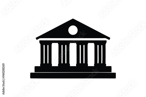 Wall street bank icon silhouette on white background