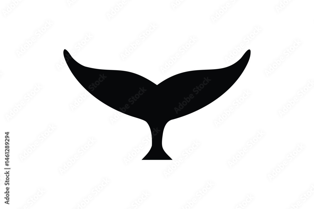 Fototapeta premium Whale tail icon silhouette on white background
