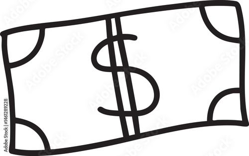 A stylized dollar bill rests on a white background.