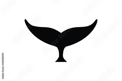 Whale tail icon silhouette on white background