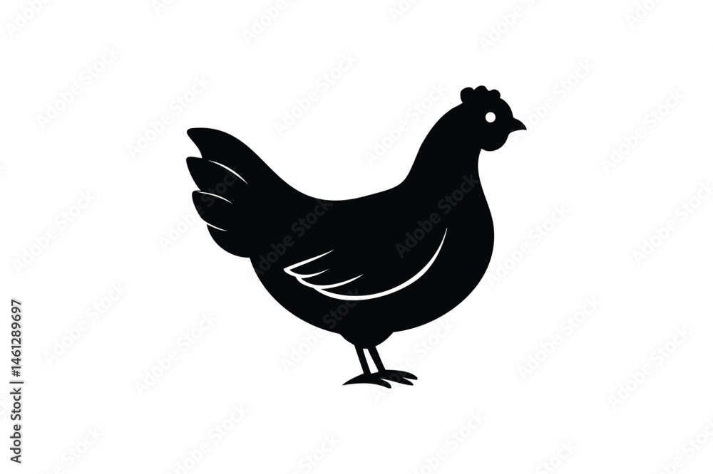 Fototapeta premium Whole chicken icon silhouette on white background