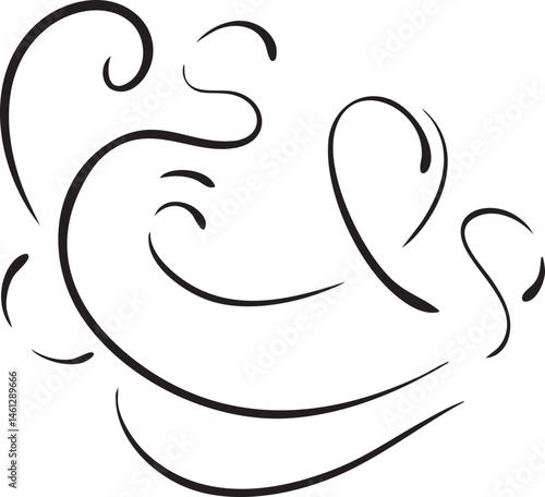 Elegant black swirls create a dynamic and flowing