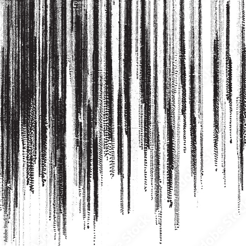 Vertical black and white streaks cascade downwards creating a dynamic abstract