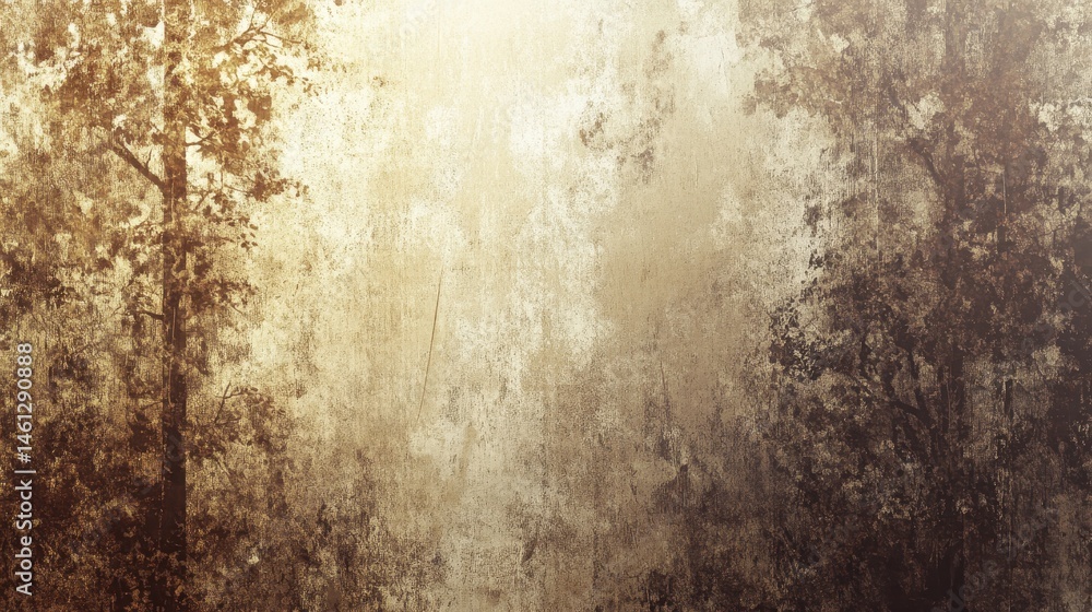 Fototapeta premium Misty forest scene with aged texture.
