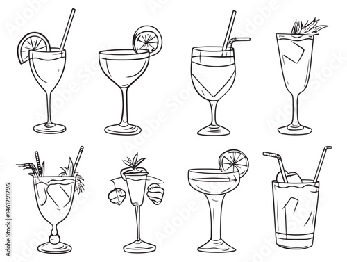 Daiquiri Food Line Art Vector Design for Menu Illustration