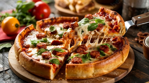 pizza with mushrooms and tomatoes