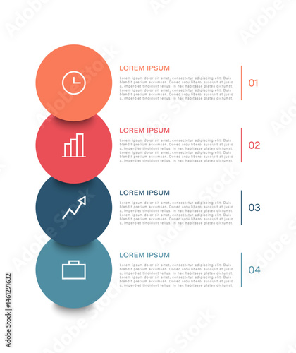 Creative vertical vector infographic with 4 options or processes. Infographic design with icons and space for data
