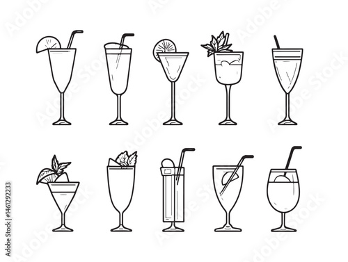 Minimalist Daiquiri Food Line Art for Creative Menu Designs