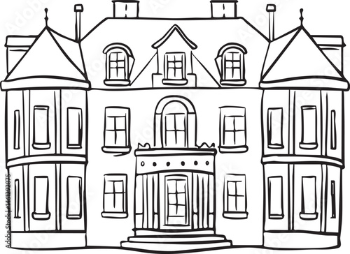 A stately multi-story building with a prominent central entrance.