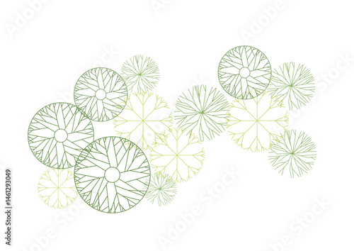 architecture drawing plant tree top view plan greenery vegetation vector. design nature architectural landscape set element illustration bush garden flora sapling minimal. architect isolated.