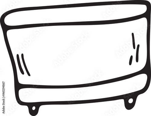 A simple outlined tub sits on a flat surface.