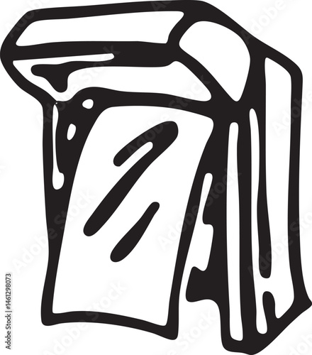 A stylized open container reveals a white sheet of paper.