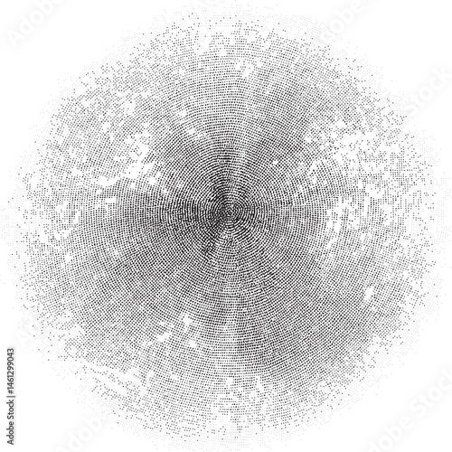 A dense circular of small dots radiates outward from a central point.