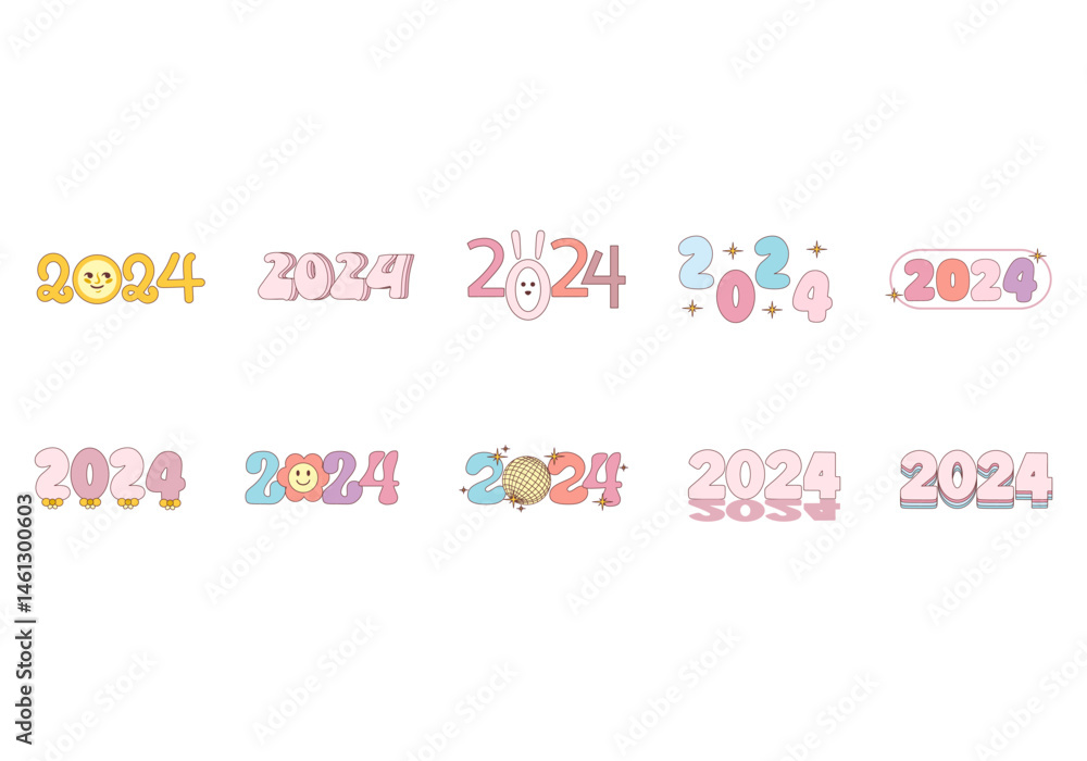 Happy New Year 2024 Element Happy New Year 2024 Element