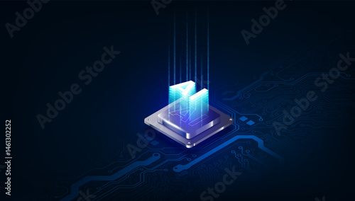 Artificial Intelligence Chipset and Digital Circuit Board Concept. vector illustration