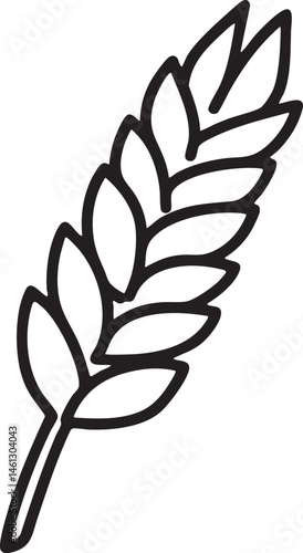 A single stylized wheat stalk gracefully extends upwards.