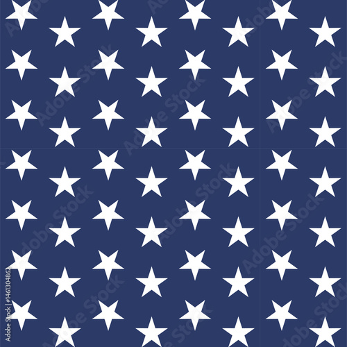 Patriotic Stars Seamless Pattern. 4th of July, USA Independence day, Americana Backdrop. Vector Template For Fabric, Textile, Wallpaper, Wrapping Paper
