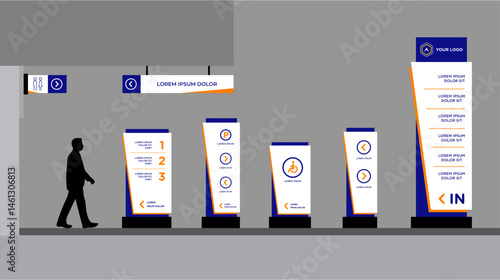 Totem signage exterior and interior template set corporate identity