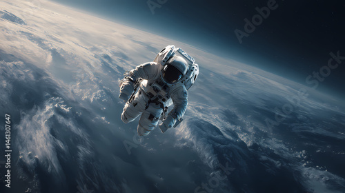 Join the Galactic Journey: Space Tourist Movie Poster in Futuristic Spacesuit Exploring Celestial Wonders Vistas © Sekai