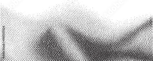 A textured monochrome gradient transitions from white to black featuring a dense of small dots.