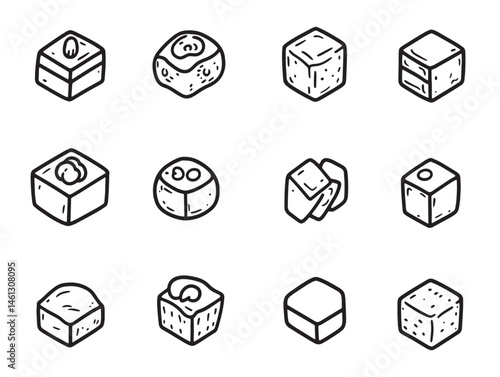 Crouton Food Line Art Vector Drawing for Restaurant Menu Design