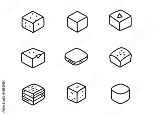 Detailed Crouton Food Line Art for Culinary Artwork and Illustration