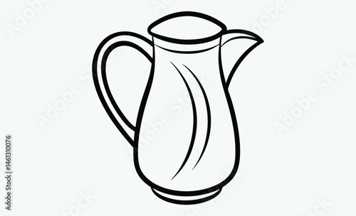 Milk pitcher silhouette, classic jug icon, vintage milk container, simple pitcher graphic