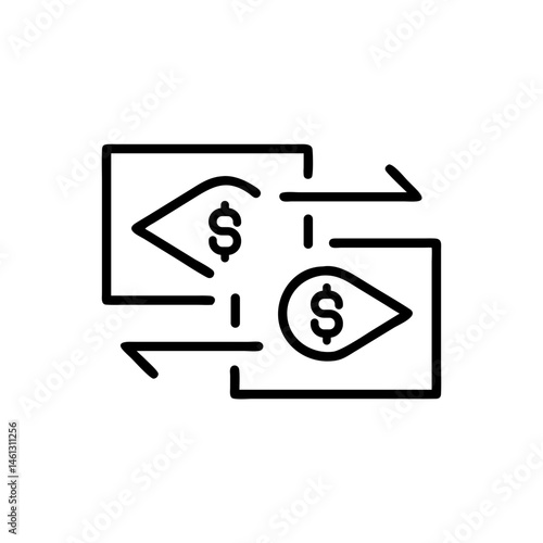 Bank transfer icon for financial transactions