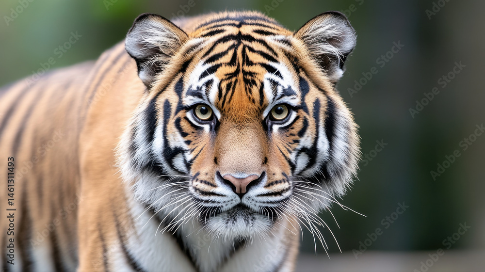 Obraz premium Intense Portrait of a Majestic Tiger with Piercing Eyes portrait intense majestic big cat predator