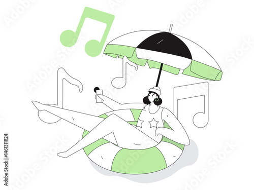 Music characters scene flat vector concept operation illustration
