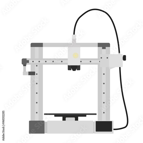 Advanced 3D Printer Illustration - Smart Desktop Printing Machine Vector