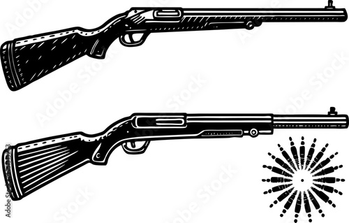 A shotgun differ in its ammunition and effect compared to a rifle. gun and bullets