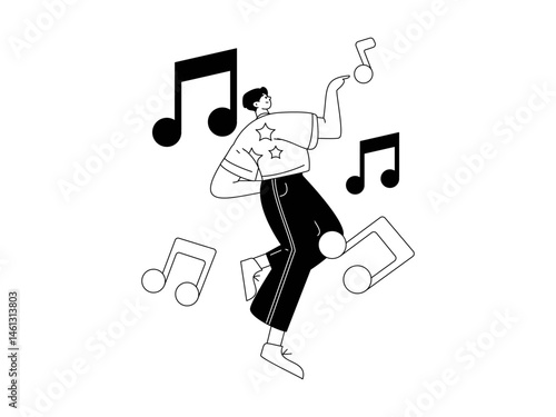 Music characters scene flat vector concept operation illustration
