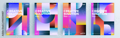 Modern abstract covers set, minimal covers design. Colorful geometric background, vector illustration.