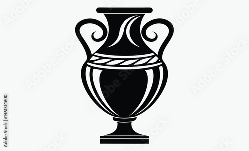 Artistic vase silhouette, pottery decor icon, elegant vase vector, simple ceramic shape, decorative vase outline