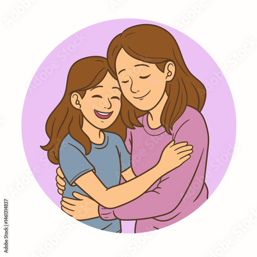 Mothers and son line art, mother day celebration background