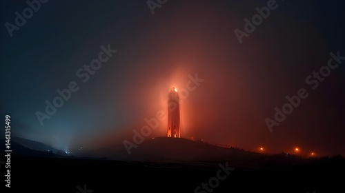 Wallpaper Mural Witness Haunting Beauty of Tower Encircled by Glowing Mist Against Twilight Backdrop Evoking Dreamlike Atmosphere Torontodigital.ca