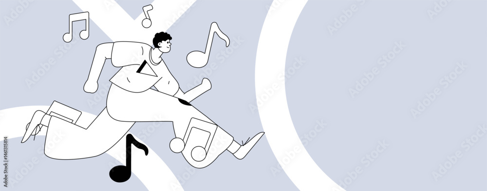 Obraz premium Music characters scene flat vector concept operation illustration 